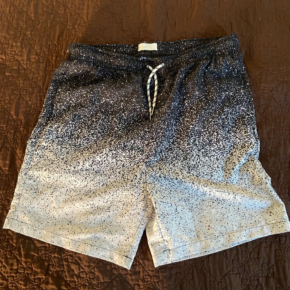 Public School Black Swim Shorts with White Speckle